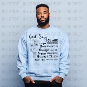 God Says You Are Digital, Christian PNG file, Bible Verse Art, Floral Design, Inspirational Quote, Religious Scripture, PNG Download