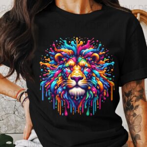 Colorful Lion Digital Art, Abstract Animal Print, Rainbow Lion Face, Modern Wall Decor, Unique Lion Graphic, DIGITAL DOWNLOAD PNG