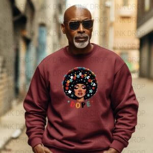 Unapologetically Dope T-shirt Design, Unique Graphic Tee, Rainbow Afro Hair, Colorful Star Elements, Digital Download Art