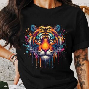Tiger Art Print, Colorful Tiger Face, Abstract Tiger, Animal Art, Digital Download PNG, Wall Decor, Home Decor, Tiger Illustration