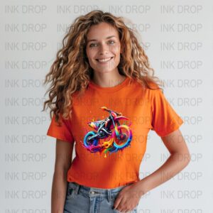 Colorful Dirt Bike Digital Download, Vibrant Motocross PNG, Artistic Motorcycle Print, Splatter Paint Bike Art, Racing Bike Decor