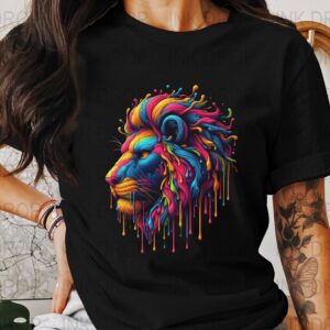 Colorful Lion Digital Download, Dripping Paint Art, Bold Animal Print, PNG Clipart for Sublimation, Wall Art, T-shirt Design