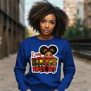 I am Black History PNG Digital Download, Cute Girl Afro Puffs, Black History Month Image, Kwanzaa Graphics, Digital Image for Sublimation