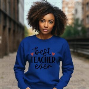 Best Teacher Ever Digital Download, Teacher Appreciation Gift, End of Year Gift, Heart Graphic, Teacher Printable, PND