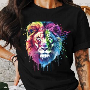 Colorful Lion Art Print, Rainbow Lion Decor, Abstract Lion Head Design, Wild Animal PNG, Digital Download for Home Decor, Kids Room Art