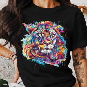 Colorful Lion Art, Digital Download, Abstract Lion Image, Vibrant Lion Print, Wall Art Decor, Modern Art PNG
