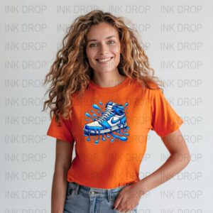 Digital download blue Dripping Sneaker Art, High Quality PNG, Blue and White Shoe Illustration, Unique Sports Shoe Printable Art