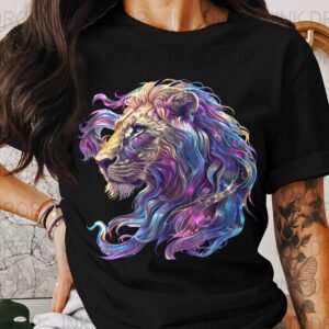 Colorful Lion Art, Majestic Animal, Digital Download PNG, Fantasy Lion Art, Wall Decor Print, Home Decor Art, Artistic Animal Portrait