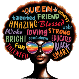 Afro Woman Empowerment T-Shirt, Positive Affirmations Design, Colorful Text Illustration, Unique Afrocentric Art, Queen T-Shirt