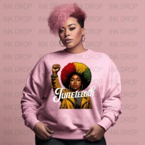 Juneteenth Digital Download PNG, Black Woman, Afro Hair Art, Freedom Day, Celebration, Digital Art, African American Culture