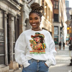 Cowgirl PNG Digital Download, African American Woman Art, Western Style Graphics, Fashion Girl Clipart, Where Them Fans At, Print File