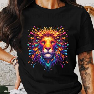 Colorful Lion Art Print, Lion Digital Download, Animal Wall Art, Rainbow Lion PNG, Unique Art, Colorful Illustration, Lion Decor