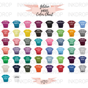 Gildan 64000 Color Chart PNG, Tshirt Colors Digital Download, Gildan Colors, T Shirt Mockup, Color Swatch, Apparel Colors, POD Colors