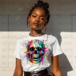 Dripping Skull T-Shirt, PNG Digital Download, Colorful Skull Art, Unique Skull Design, Halloween Skull Shirt, Skull Clipart