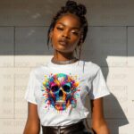 Colorful Skull T-Shirt, Skull Art, PNG Digital Download, Unique Skull Tee, Artistic Skull Design, Vibrant Colors, Skull Graphic, Modern Art