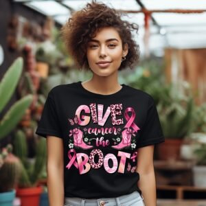 Give Cancer the Boot Breast Cancer Awareness Design PNG Digital Download
