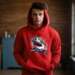 Radical Shark With Sunglasses Artistic Expression Hoodie