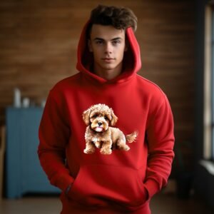 Brown Puppy Dog Face Sweet and Cute Animal Art Style Hoodie