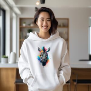Abstract Colorful Zebra Face Graphic Stylish Art Hoodie