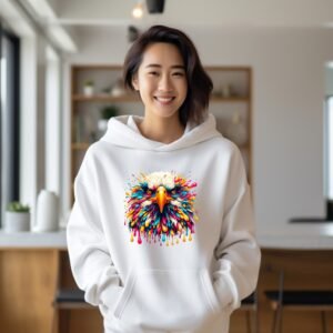 Vivid Eagle Head Art Colorful Animal Design Art Hoodie
