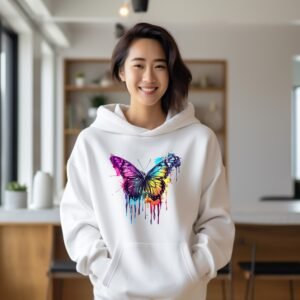 Colorful Butterfly Art Style Painting Illustration Hoodie