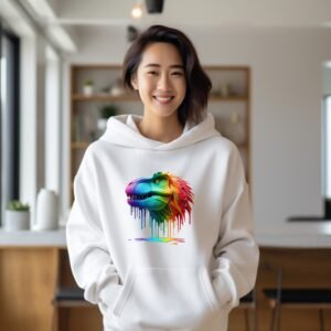Rainbow Drip T Rex Dinosaur Artistic Graphic Design Hoodie