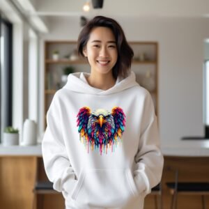 Colorful Eagle Dripping Paint Design Art Graphic Hoodie