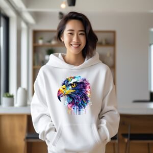 Watercolor Eagle Head Art Graphic Design for all Ages Hoodie