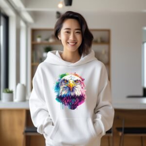 Colorful Abstract Eagle Artistic Graphic Design Print Hoodie