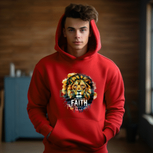 Fearless in Faith Revelation 5 5 Lion Print Hoodie