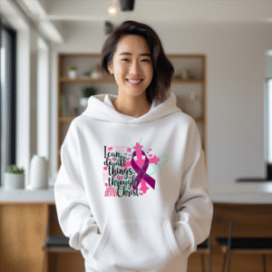 Awareness Ribbon Hoodie, Pink Ribbon Hope, Fight Cancer Hoodie, Survivor Support, Breast Cancer Gift, Charity Fundraiser, Advocate Hoodie