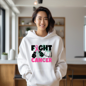 Fight Cancer Awareness Ribbon with Boxing Gloves Hoodie