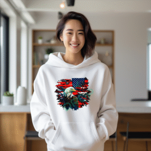 American Pride Eagle with Grunge Flag Design Style Hoodie