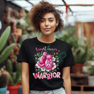 Breast Cancer Awareness Warrior Boxing Gloves Floral T-Shirt