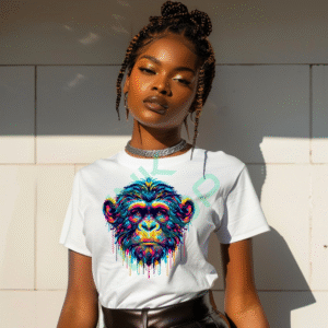 Vibrant Monkey Portrait Art Design Novelty Animal T-Shirt