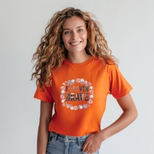 Forever Brave Floral Circle Graphic T-Shirt