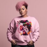 Colorful Afro Art Portrait Graphic Design Unisex Sweatshirt