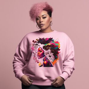 Colorful Afro Art Portrait Graphic Design Unisex Sweatshirt