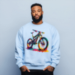 Dripping Paint Bicycle Sweatshirt, Colorful Bike Art Sweatshirt, Unique Cycling Gift, Mountain Bike Apparel, Artistic Bicycle Lover Gift