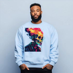 Colorful Skull Sweatshirt, Dripping Paint Art, Unique Skull Design, Graphic Sweatshirt, Artistic Gift, Cool Sweatshirt