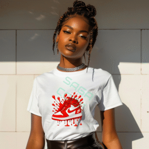 Red Splashing Nike Sneaker Graphic T-Shirt