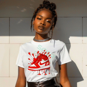 Vibrant Nike Sneaker Art Splash Design Graphic T-Shirt