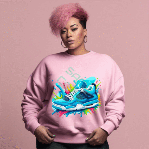 Jordan Sneaker Sweatshirt, Vibrant Blue Shoe Art, Colorful Paint Splash Design, Streetwear Graphic, Unique Sneakerhead Gift, Artistic Drip