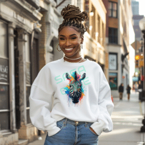 Colorful Zebra Face Artistic Design Beautiful Sweatshirt