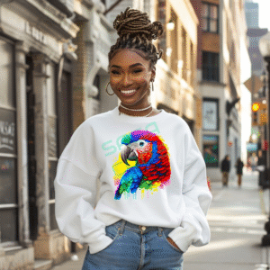 Colorful Parrot with Watercolor Style Premium Sweatshirt
