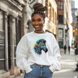 Rainbow Zebra Paint Dripping Animal Print Trendy Sweatshirt