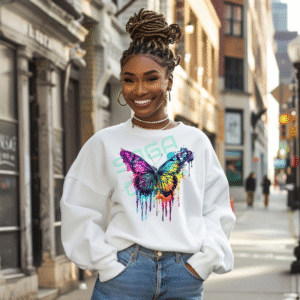 Vibrant Butterfly Wings Artistic Watercolor Effect Sweatshirt