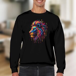 Vibrant Paint Drip Lion Art Sweatshirt