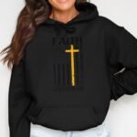 Distressed Faith Over Fear American Flag Hoodie