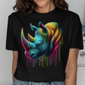 Colorful Drip Rhino Art T-Shirt